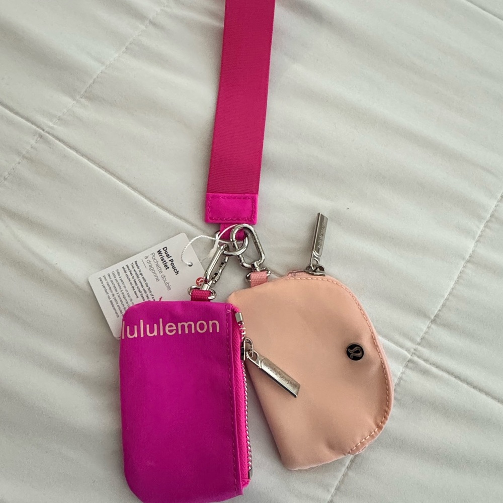 Lululemon Pink and Peach Clutch Wristlet Set